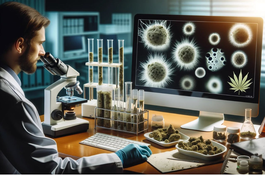 Researcher examining cannabis sample