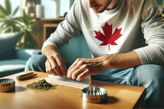 Canadian man holding a cannabis
