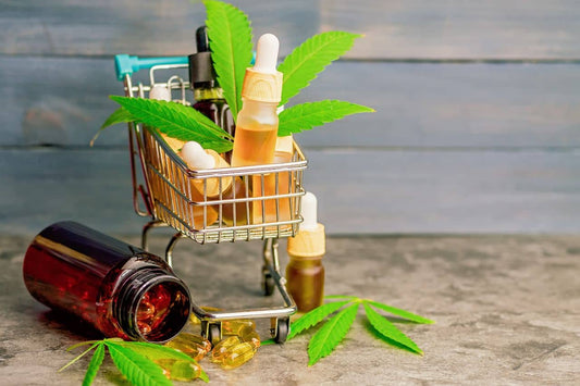 Cart full of CBD oils