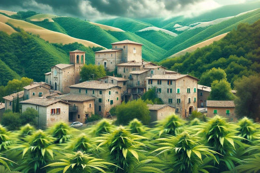 Italian village with cannabis plants