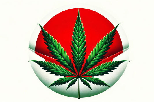 Cannabis leaf in a red circle