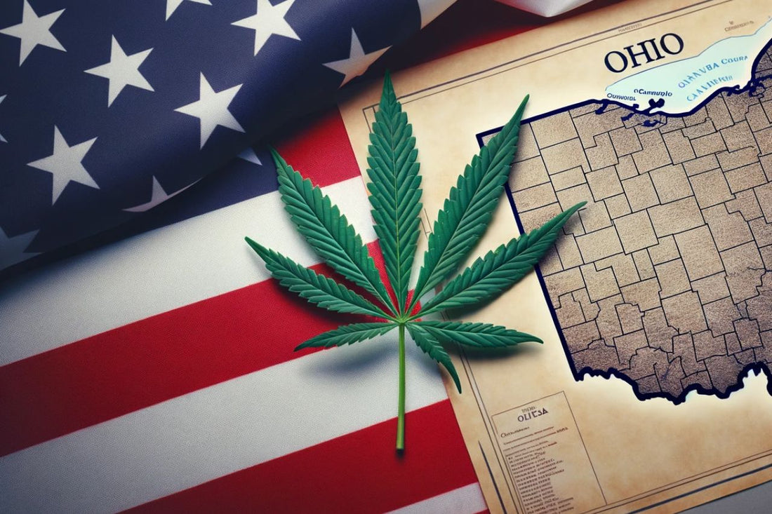 Cannabis Leaf, Flag of USA, Map of Ohio