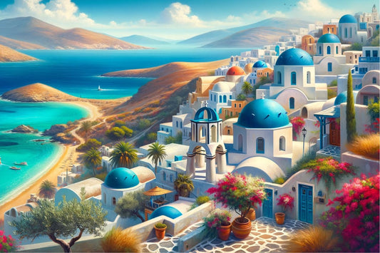 A painting of scenery in Greece