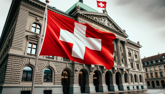 Swiss Flag in front of a Government Building
