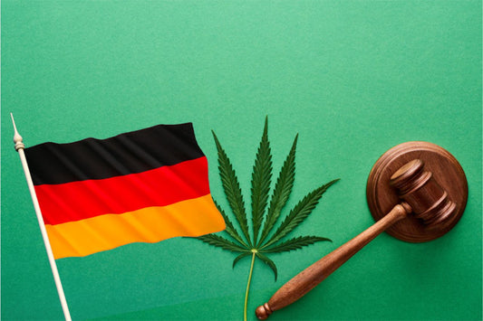German Flag, Cannabis Leaf, Gavel